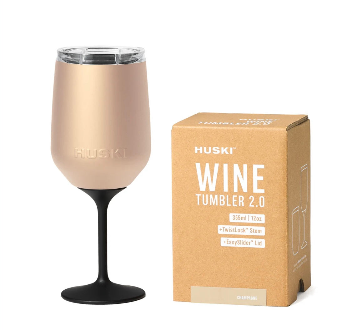 HUSKI WINE TUMBLER- Twist & Lock Stem - Champagne colour