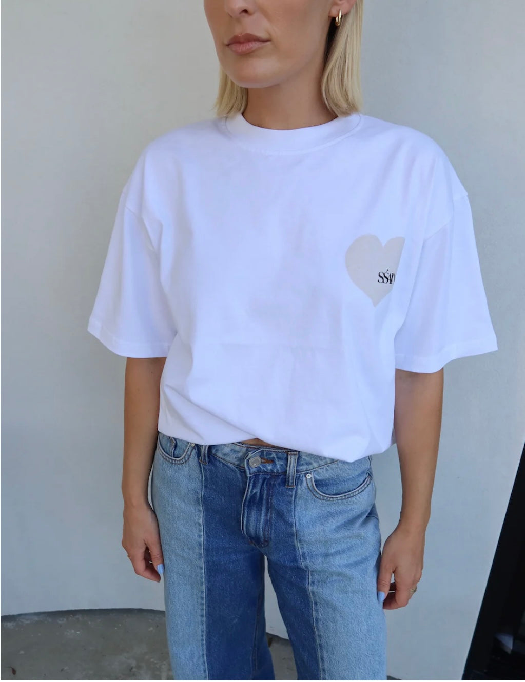SSAINT HEART TEE - Cream