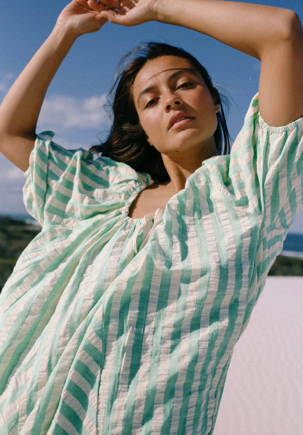 CHLOE DRESS - Seafoam Stripe