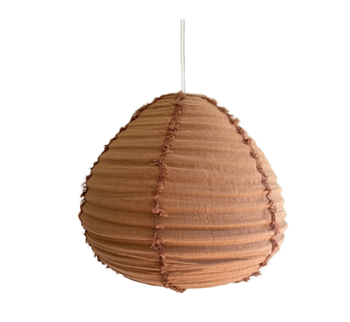 LINEN LIGHT SHADE - Paere - Fringed - Caramel 50cm