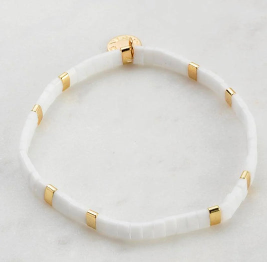 TILE BRACELET - White & Gold