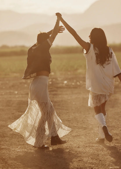 THE LACE SKIRT - Cream