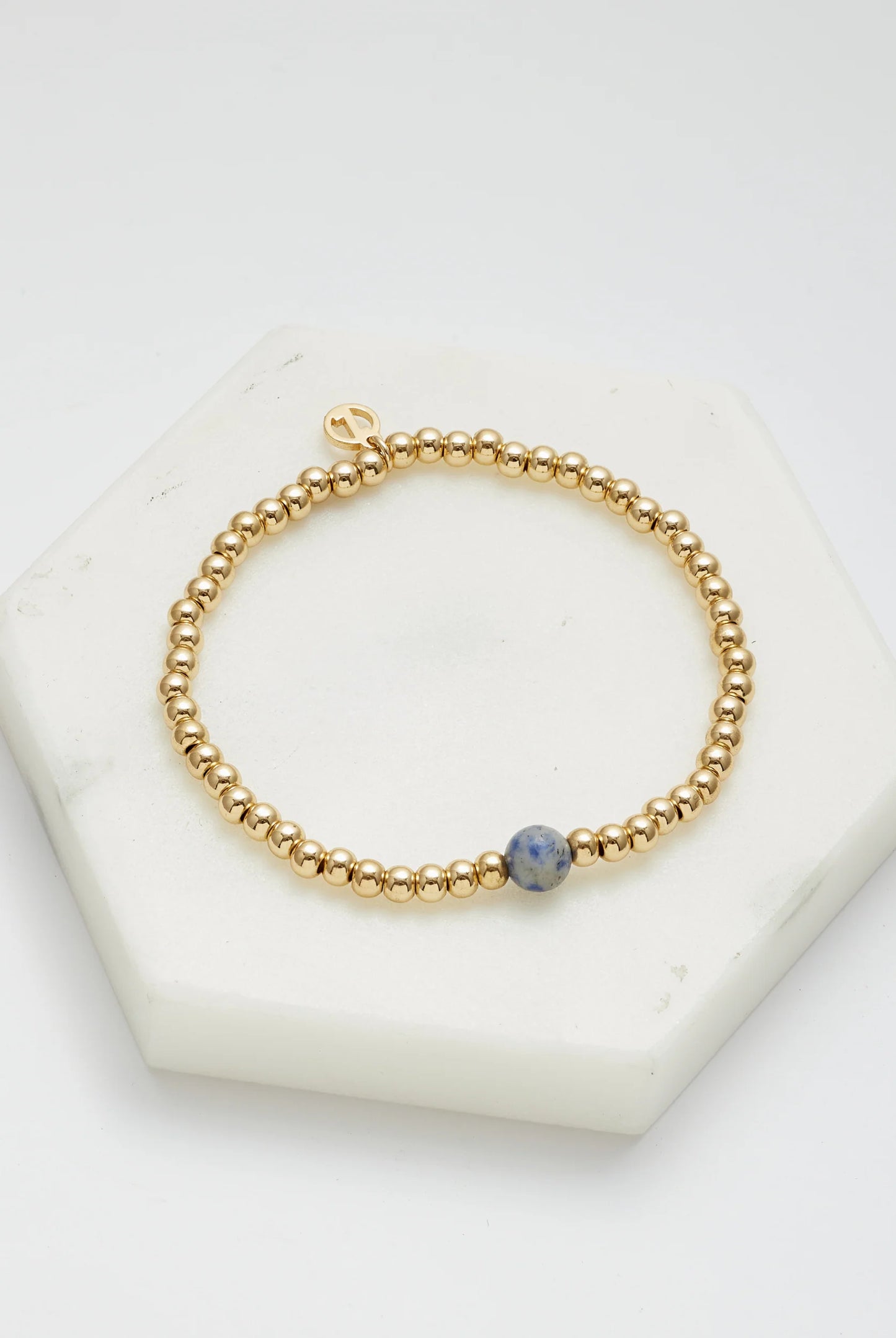 Gold Navy Bead Bracelet