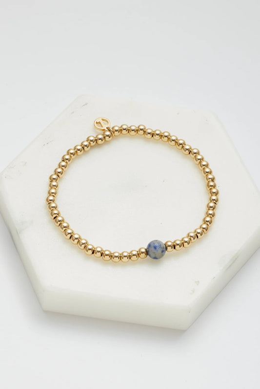 Gold Navy Bead Bracelet