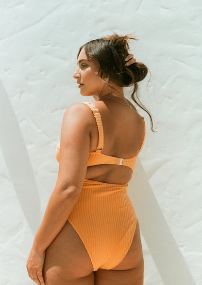 Ribbed Towelling One Piece- Papaya